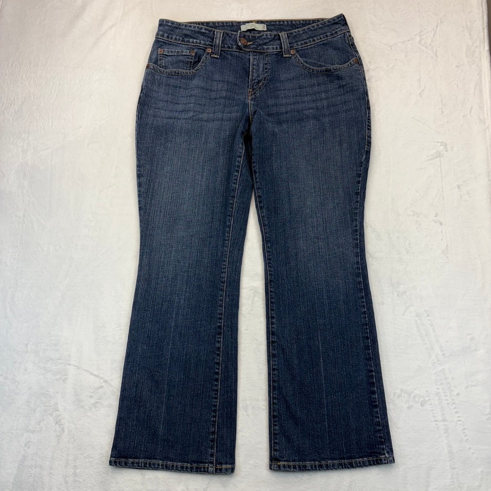 Levis 542 Flare Jeans Womens 18W Medium Dark Wash Denim Blue Mid Rise Stretch